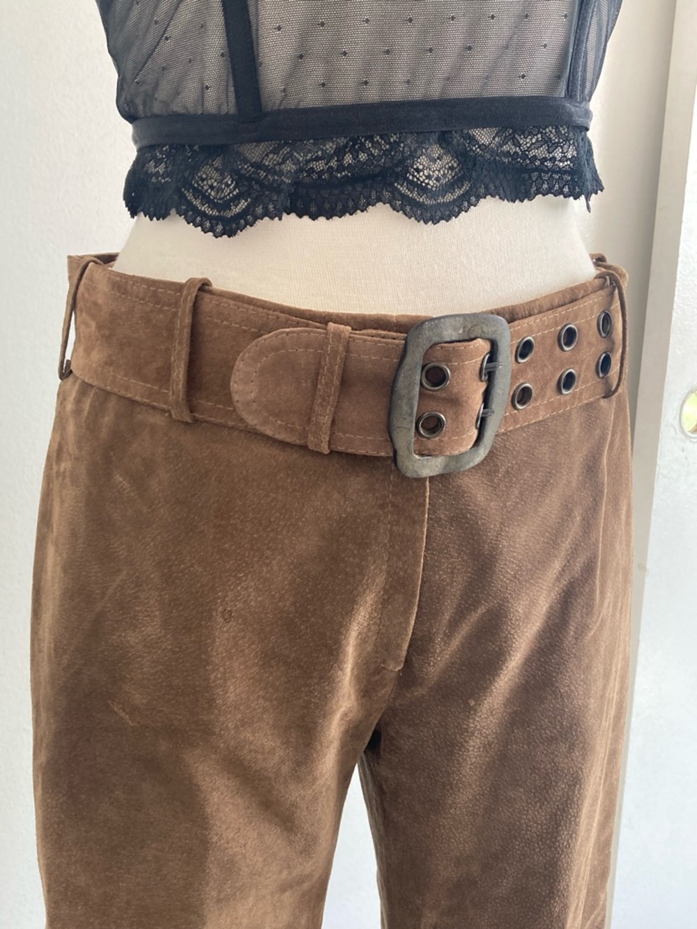 Brown Suede Two-Piece Jacket & Flared Pants Set Sz 7 - Picture 9 of 14